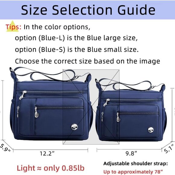 Women Nylon Shoulder Handbag Tote Crossbody Purse Multi-Pocket Large Capacity - Picture 3 of 6